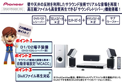 �p�C�I�j�A DVD5.1ch�T���E���h�E�V�X�e�� �wSmart theater�x HTZ-353DV