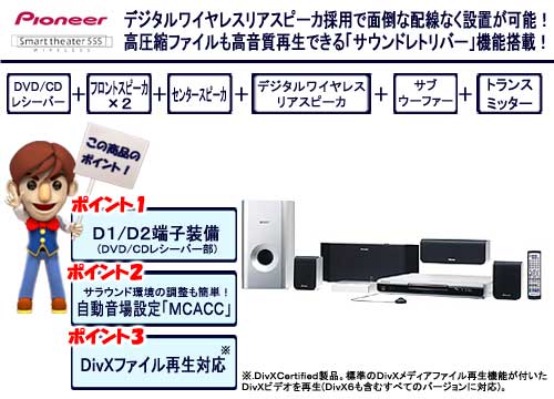 �p�C�I�j�A DVD5.1ch�T���E���h�E�V�X�e�� �wSmart theater�x HTZ-555DV