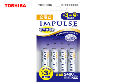 【クリックで詳細表示】東芝 『充電式インパルス』 単3形4本付充電器セット TNHC-34AH