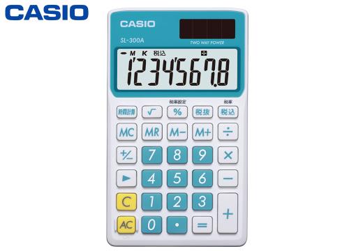 【クリックでお店のこの商品のページへ】カシオ計算機 カラフル電卓 手帳タイプ ペパーミントブルー SL-300A-BU-N