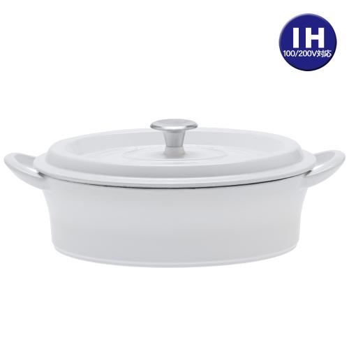 【クリックで詳細表示】グッドフェイス グッドプラス キャストポット 26cmオーバル浅型 レッド CP-O26R