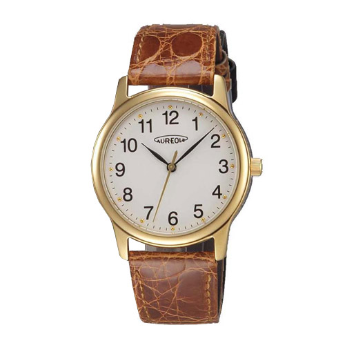 【クリックでお店のこの商品のページへ】和工 オレオール 本ワニ革腕時計 茶 SW-467M-2