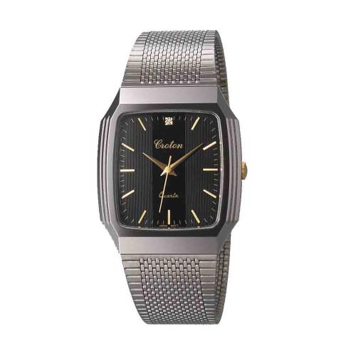 【クリックでお店のこの商品のページへ】和工 クロトン 超硬タイプウォッチ ジルコニア付 白ケース黒文字盤 RT-148M-7