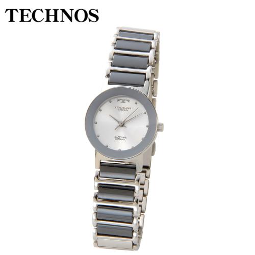 【クリックで詳細表示】TECHNOS セラミック ラウンドウォッチ シルバー レディス TBL726TS
