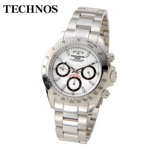 【クリックでお店のこの商品のページへ】TECHNOS 『クロノグラフ SS』 ホワイト メンズ TGM615SW