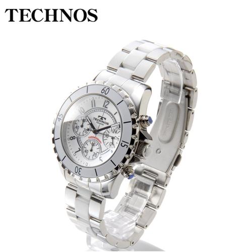 【クリックでお店のこの商品のページへ】TECHNOS セラミック クロノグラフ ホワイト メンズ T3032TW