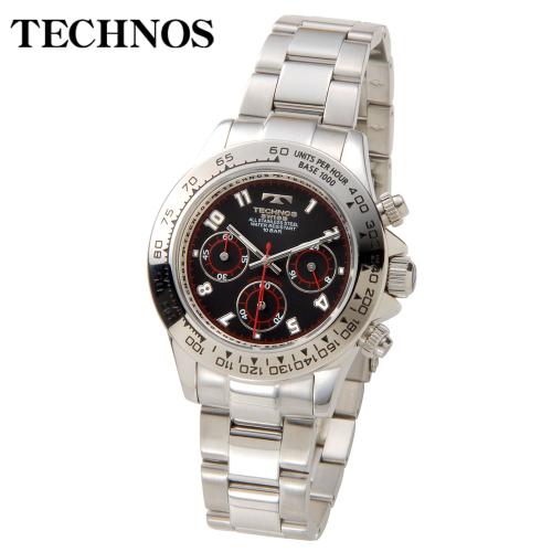 【クリックで詳細表示】TECHNOS 『クロノグラフ SS』 ブラック メンズ TBM634SB