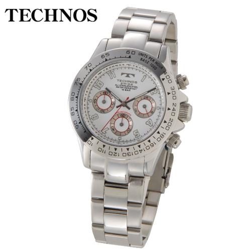 【クリックで詳細表示】TECHNOS 『クロノグラフ SS』 シルバー メンズ TBM634SW