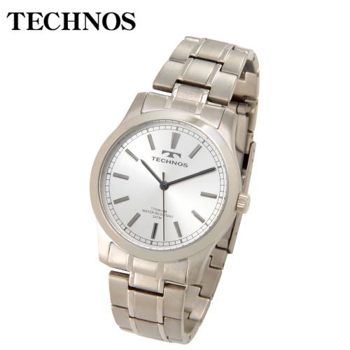 【クリックで詳細表示】TECHNOS 3針 オールチタン ウォッチ シルバー メンズ T1079IS