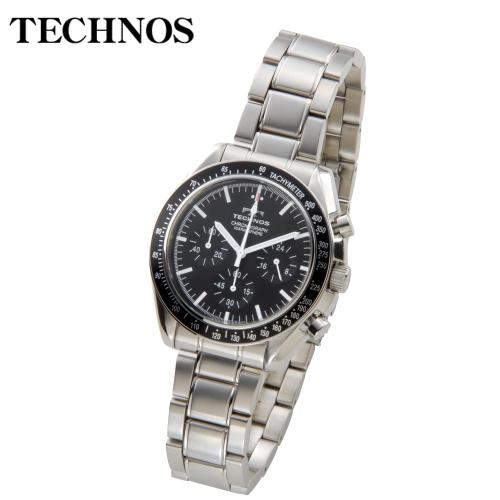 【クリックでお店のこの商品のページへ】TECHNOS クォーツ クロノグラフ ブラック メンズ T4146SB