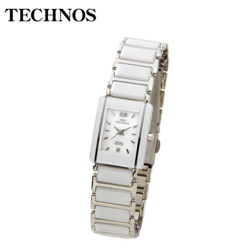 【クリックでお店のこの商品のページへ】TECHNOS セラミック スクエアウォッチ ホワイト レディス TAL742TW