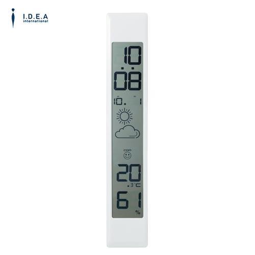 【クリックで詳細表示】イデアインターナショナル 電波ウェザーLCD温湿時計 ロング LCR099-WH