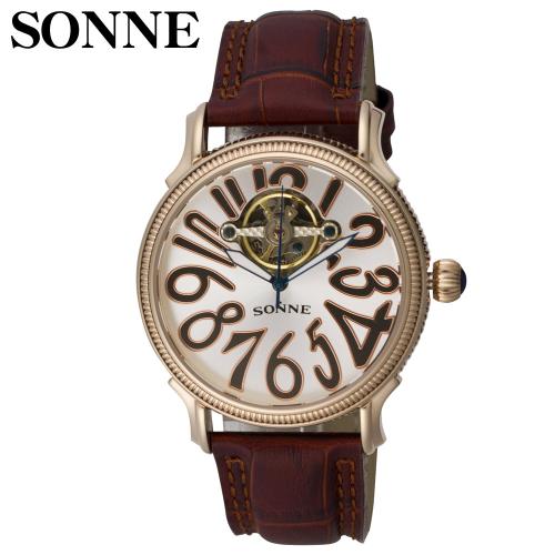 【クリックで詳細表示】ゾンネ 腕時計 メンズ ブラウンxPG文字ダークブラウン S150PG