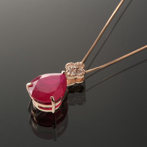 【クリックでお店のこの商品のページへ】10金ルビー5CTペンダントネックレス ピンクゴールド RVR-03(PG)