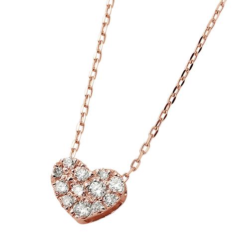 【クリックで詳細表示】K18ピンクゴールド ハートパヴェペンダント DSYBEAR5PG