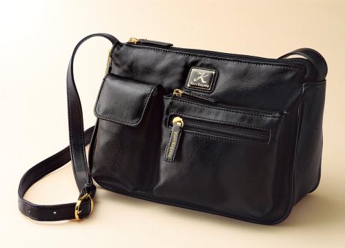 【クリックで詳細表示】ユリ・コジマ ラム革横型機能ショルダー ブラック 522-2051BK