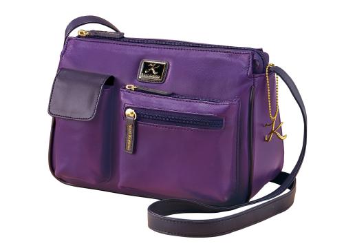 【クリックで詳細表示】ユリ・コジマ ラム革横型機能ショルダー パープル 522-2051PU