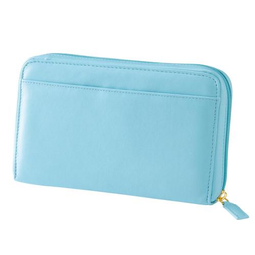 【クリックでお店のこの商品のページへ】たっぷり収納通院ポーチ サックス 522-2069-1-1