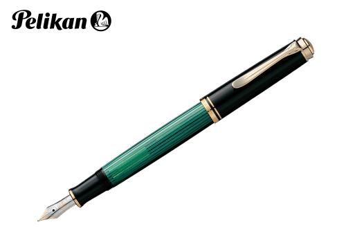 【クリックで詳細表示】ペリカン 『スーベレーン 緑縞万年筆』 インク付セット ペン先F M400Green