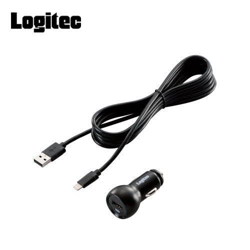 【クリックでお店のこの商品のページへ】ロジテック Lightningカーチャージャー 2m LPA-CCI01L12W2