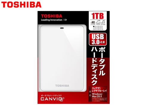 【クリックで詳細表示】東芝 ポータブルハードディスク 1TB ホワイト HD-PB10TW