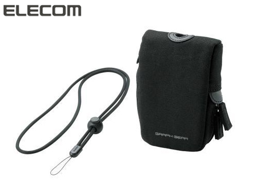 【クリックで詳細表示】エレコム 首ひも付デジタルカメラケース ダブルファスナータイプ ブラック DGB-057BK