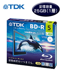 【クリックで詳細表示】TDK 録画用BD-R ホワイト・ディスク(スタンダードシリーズ) 1層 25GB 5枚パック BRV25PWB5A