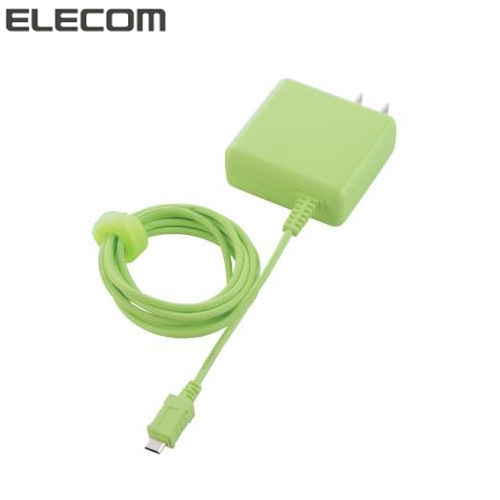 【クリックで詳細表示】エレコム スマートフォン/タブレット用ケーブル一体型AC充電器 グリーン MPA-ACMA1518GN