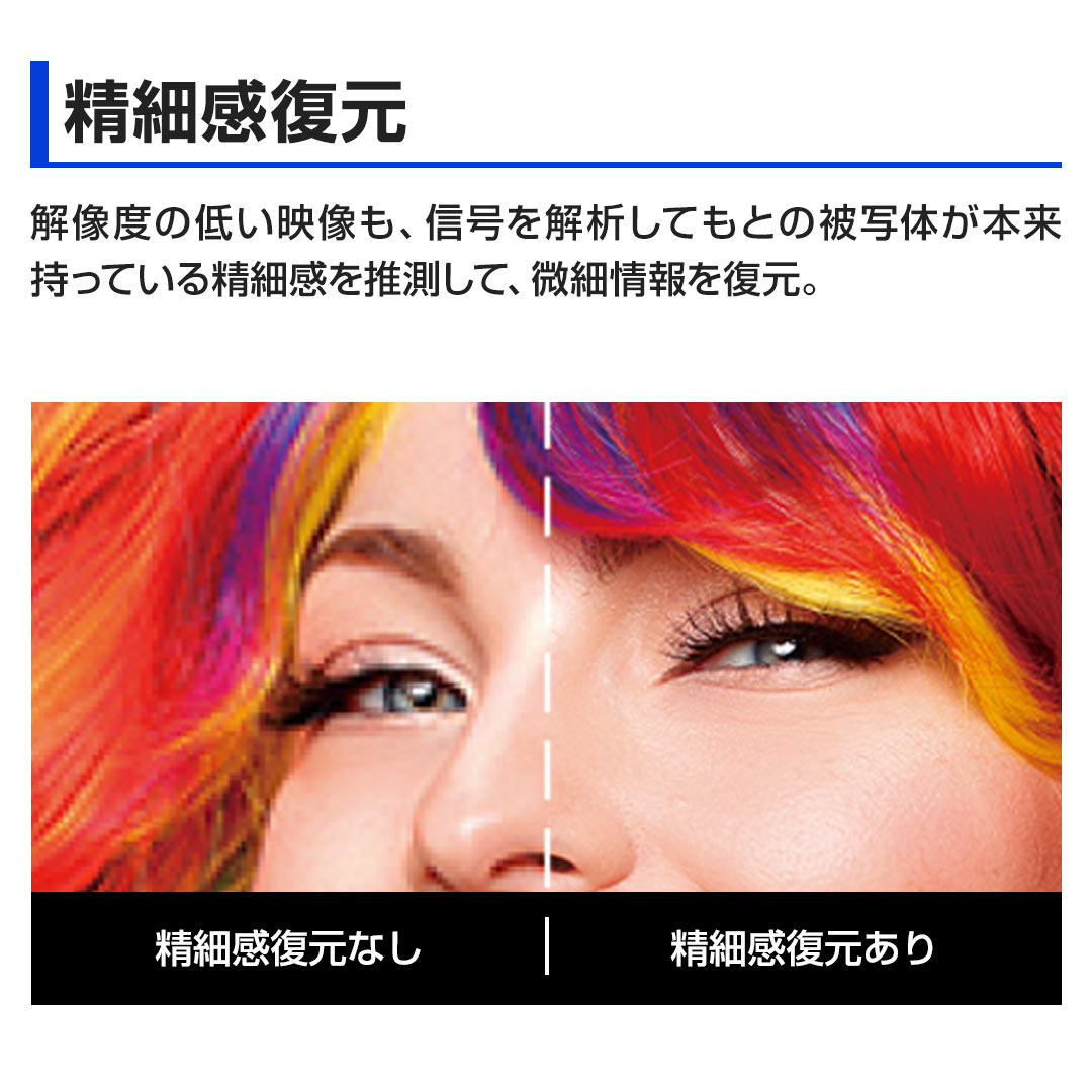 �𑜓x�̒Ⴂ�f�����A�M������͂��Ă��Ƃ̔�ʑ̂��{�������Ă��鐸�׊��𐄑����āA���׏��𕜌��B�N���A�ō����ׂȉf����\�����܂��B