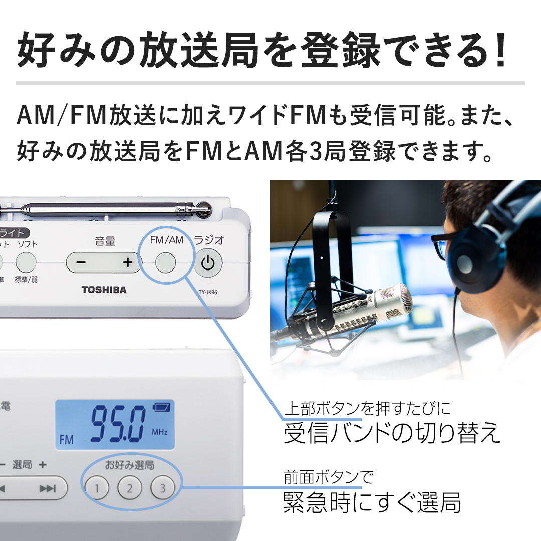 �y�D�݂̕����ǂ�o�^�ł���I�zAM/FM�����ɉ������C�hFM����M�\�ł��B�܂��A�D�݂̕����ǂ�FM��AM�e3�Ǔo�^�ł��܂��B