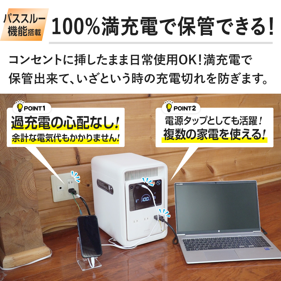 ANKER 電池 ポータブル電源 S2000 Portable Power Station オフ
