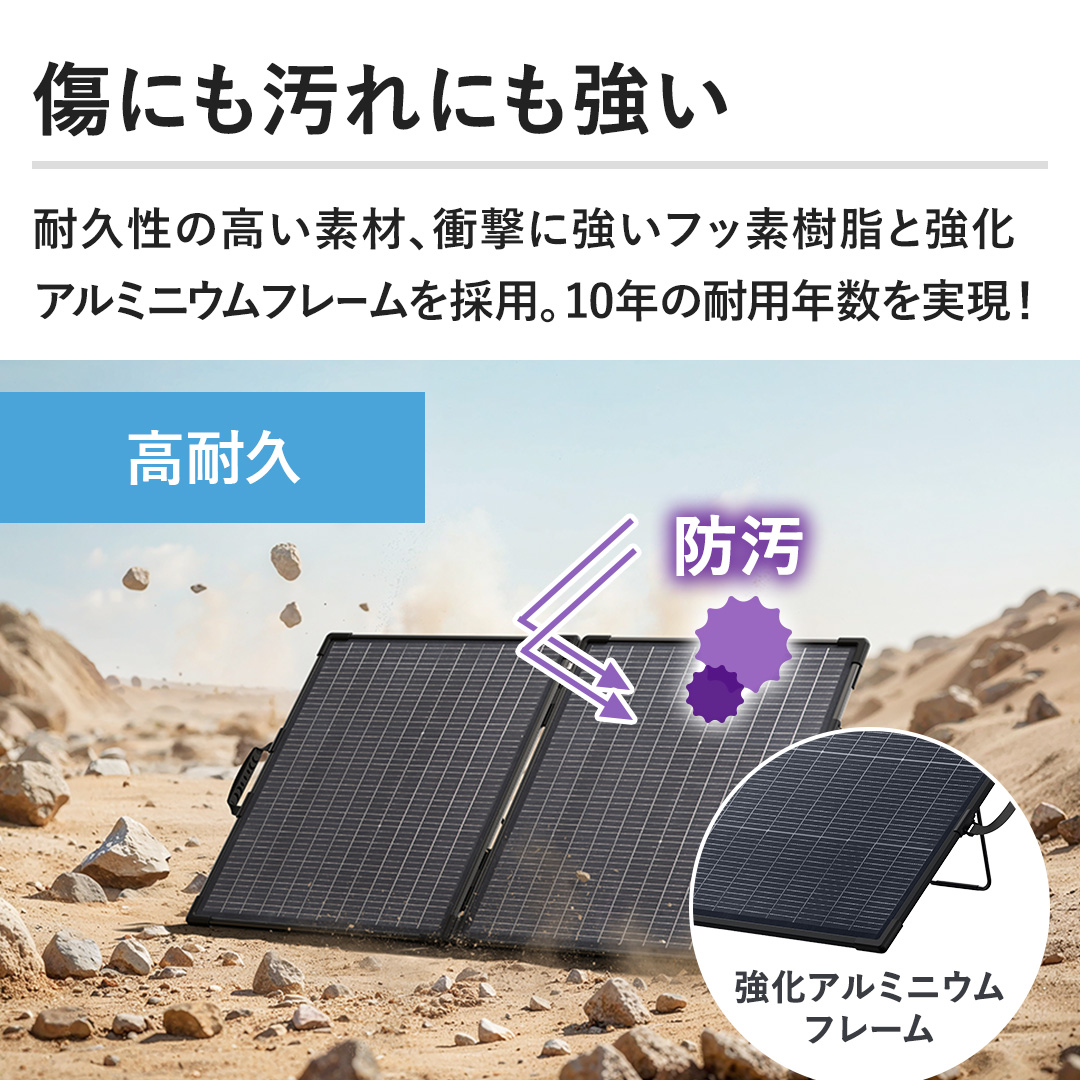 �y���ɂ�����ɂ������z�ϋv���̍����f�ށA�Ռ��ɋ����t�b�f�����Ƌ����A���~�j�E���t���[�����̗p�B10�N�̑ϗp�N���������I