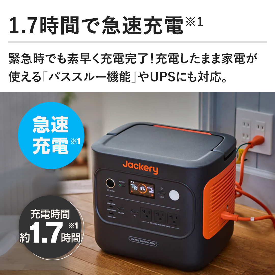 �y1.7���ԋ}���[�d�z�ً}���ł��f�����[�d�����I�[�d�����܂܉Ɠd���g����u�p�X�X���[�@�\�v��UPS�ɂ��Ή��B