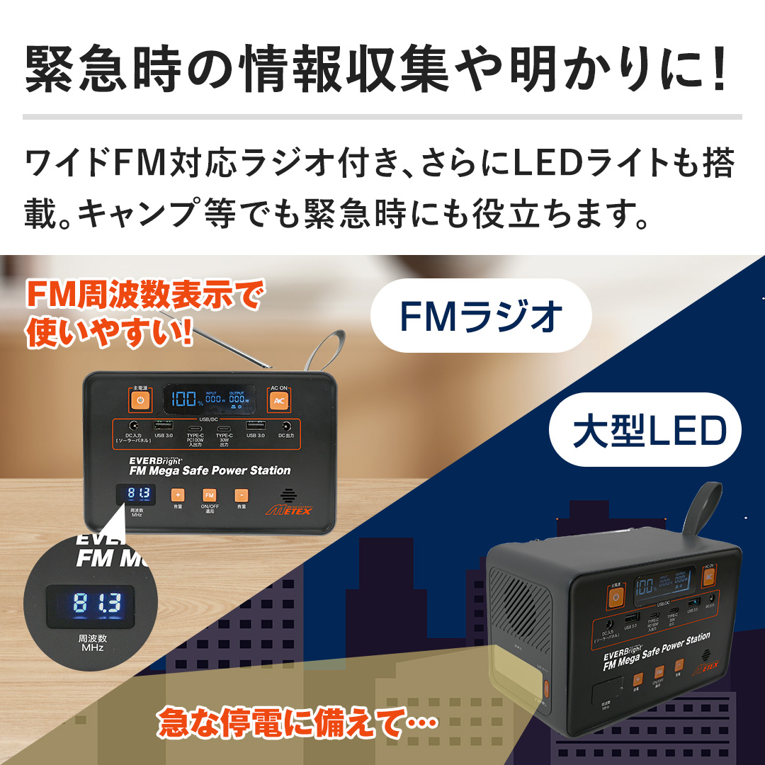 �y�ً}���̏����W�▾����ɁI�z���C�hFM�Ή����W�I�t���A�����LED���C�g�����ځB�L�����v���ł��ً}���ɂ��𗧂��܂��B