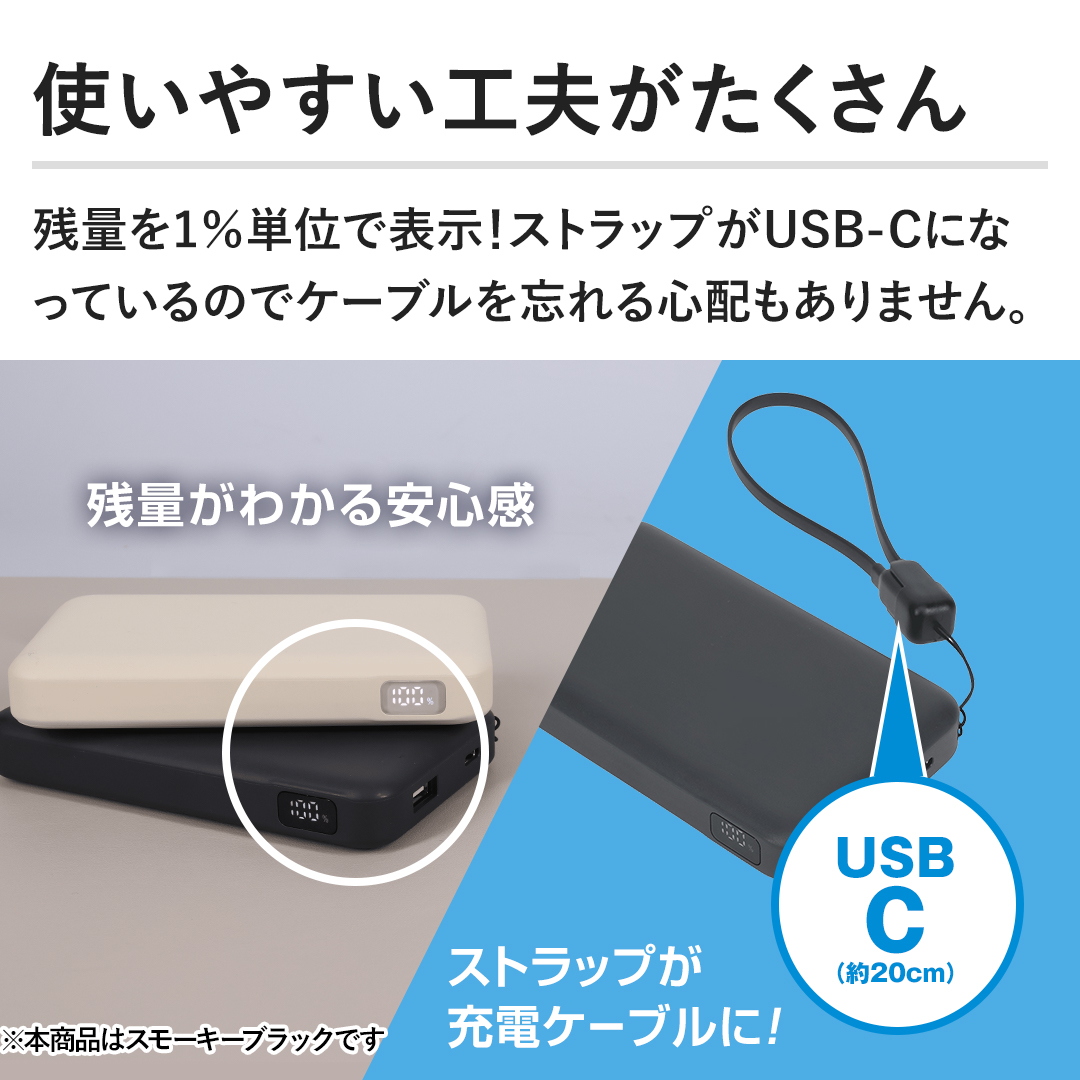 �y�g���₷���H�v����������z�c�ʂ�1���P�ʂŕ\���I�X�g���b�v��USB-C�ɂȂ��Ă���̂ŃP�[�u����Y���S�z������܂���B