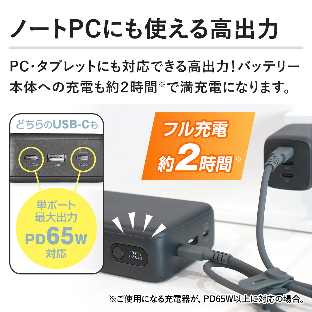 �y�m�[�gPC�ɂ��g���鍂�o�́zPC�E�^�u���b�g�ɂ��Ή��ł��鍂�o�́I�o�b�e���[�{�̂ւ̏[�d����2���ԂŖ��[�d�ɂȂ�܂��B