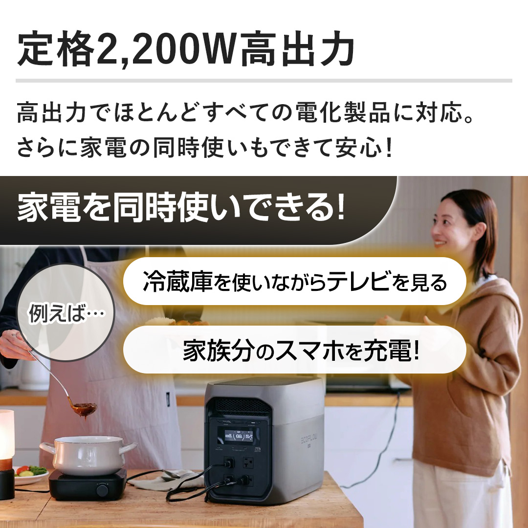 �y��i2,200W���o�́z���o�͂łقƂ�ǂ��ׂĂ̓d�����i�ɑΉ��B����ɉƓd�̓����g�����ł��Ĉ��S�I