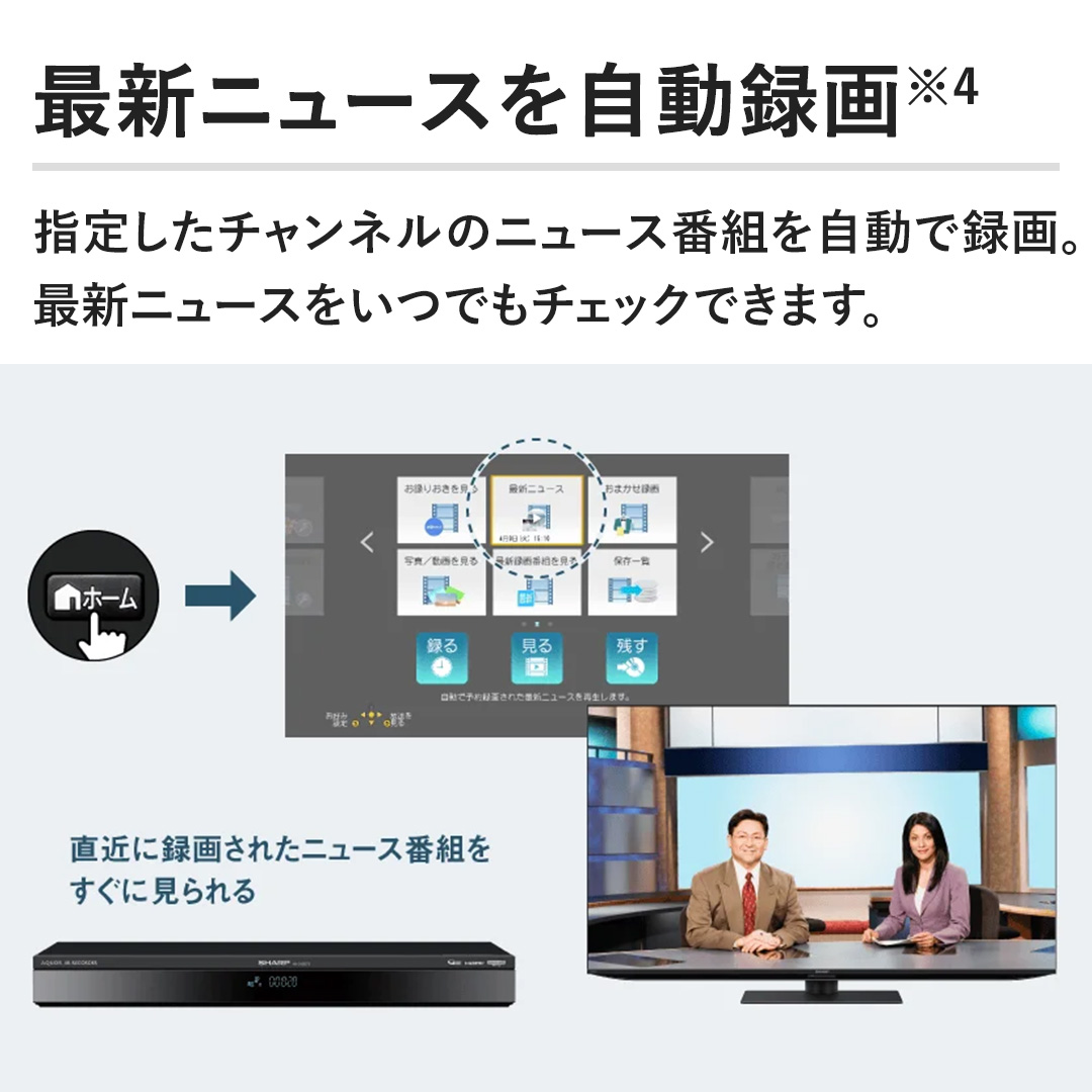 �y�ŐV�j���[�X�������^��z�w�肵���`�����l���̃j���[�X�ԑg�������Ř^��B�ŐV�j���[�X�����ł��`�F�b�N�ł��܂��B