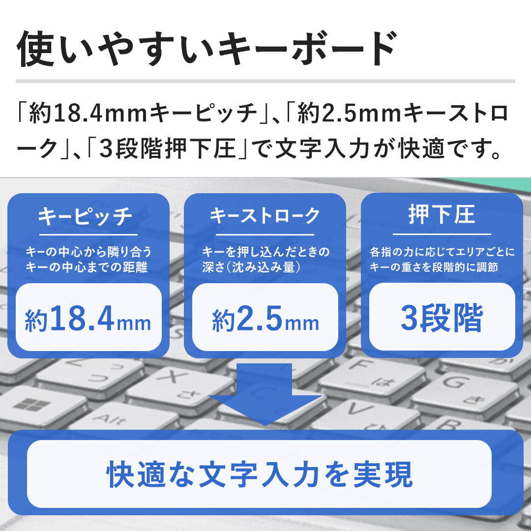 �y�g���₷���L�[�{�[�h�z�u��18.4mm�L�[�s�b�`�v�A�u��2.5mm�L�[�X�g���[�N�v�A�u�R�i�K�������v�ŕ������͂����K�ł��B