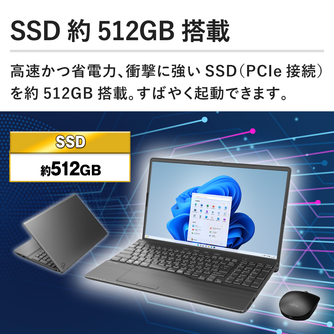 SSD512GB ȓd́AՌɋSSDiPCIeڑj512GBځB΂₭Nł܂B