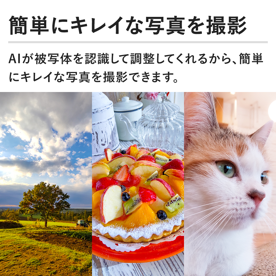 �y�ȒP�ɃL���C�Ȏʐ^���B�e�zAI����ʑ̂�F�����Ē������Ă���邩��A�ȒP�ɃL���C�Ȏʐ^���B�e�ł��܂��B