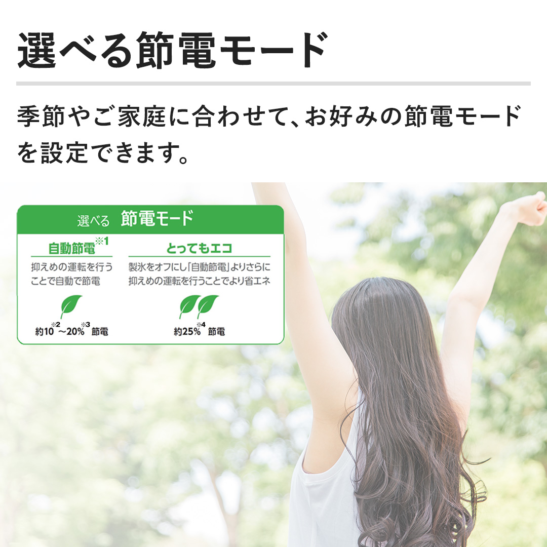 �y�I�ׂ�ߓd���[�h�z�G�߂₲�ƒ�ɍ��킹�āA���D�݂̐ߓd���[�h��ݒ�ł��܂��B