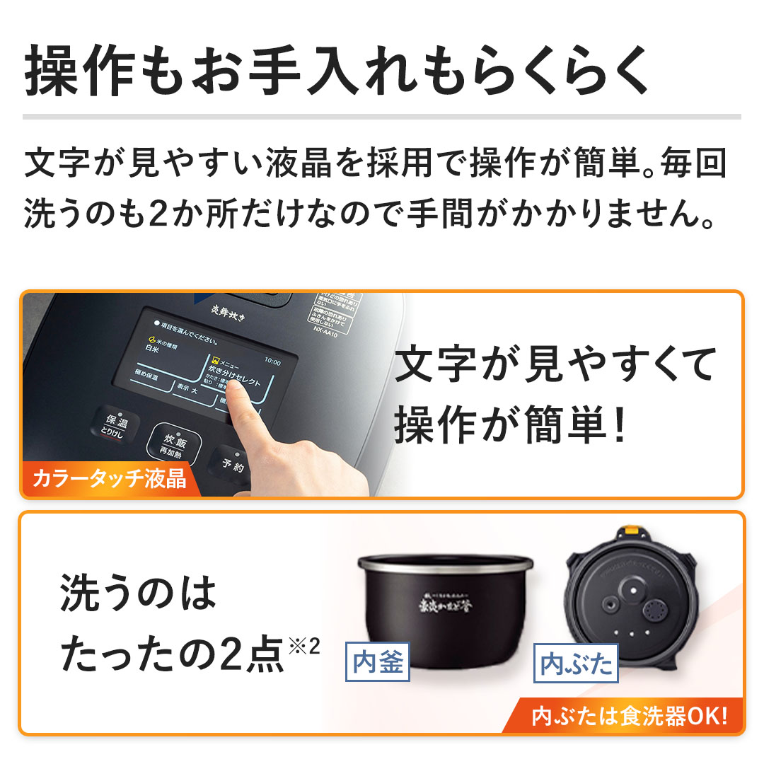 ��������������炭�炭�@���������₷���t�����̗p�ő��삪�ȒP�B����􂤂̂�2���������Ȃ̂Ŏ�Ԃ�������܂���B