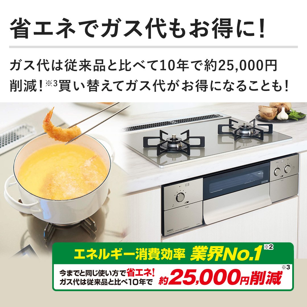 �y�ȃG�l�ŃK�X��������ɁI�z�K�X��͏]���i�Ɣ�ׂ�10�N�Ŗ�25,000�~�팸�I�����ւ��ăK�X�オ�����ɂȂ邱�Ƃ��I