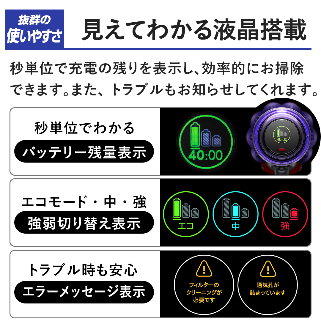 ���Q�̎g���₷���y�����ĕ�����t�����ځz�b�P�ʂŏ[�d�̎c���\�����A�����I�ɂ��|���ł��܂��B�܂��A�g���u�������m�点���Ă���܂��B