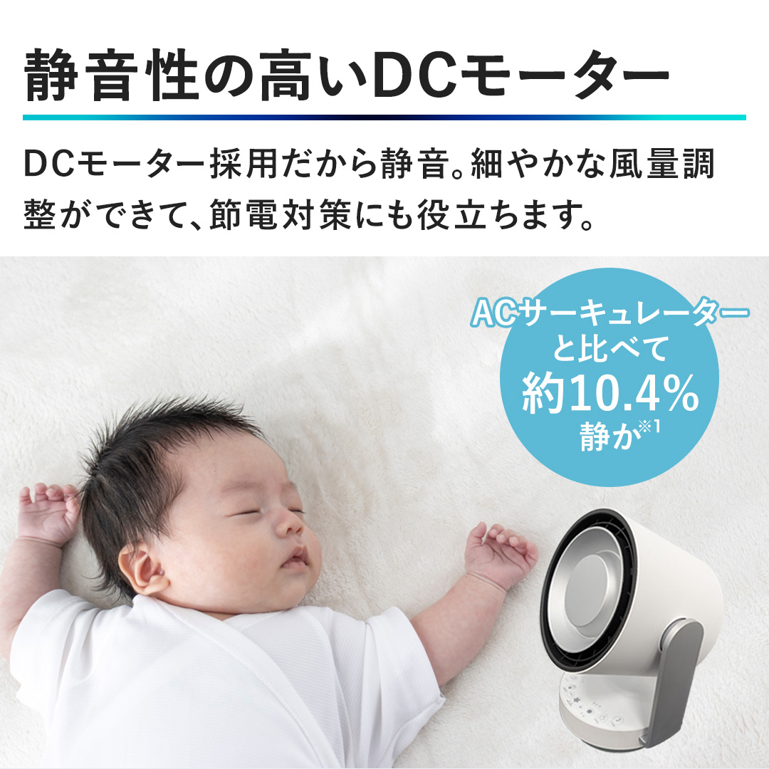 �y�É����̍���DC���[�^�[�zDC���[�^�[�̗p������É��B�ׂ₩�ȕ��ʒ������ł��āA�ߓd�΍�ɂ��𗧂��܂��B