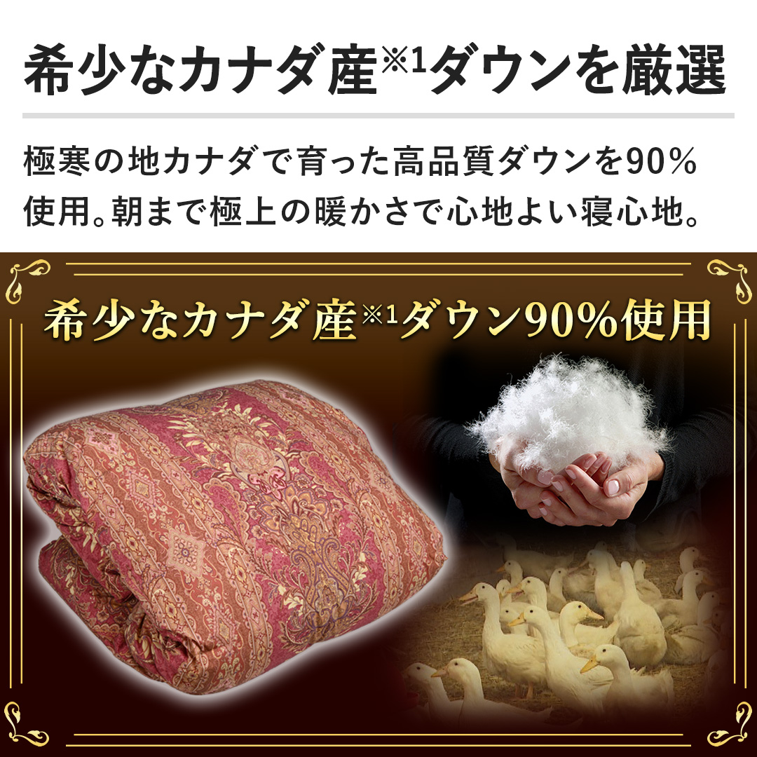 昭和西川 布団・快眠グッズ カナダ産ダウン90％羽毛布団 S ワイン