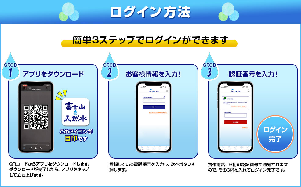 簡単3ステップでログインができます